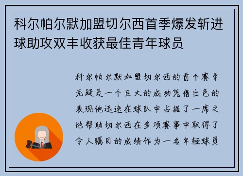 科尔帕尔默加盟切尔西首季爆发斩进球助攻双丰收获最佳青年球员